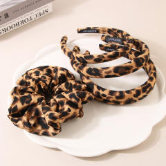 Vintage Fabric Leopard Print Scrunchies headband padded headband