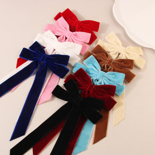 Winter two layer velvet bow duckbill hair clips for women