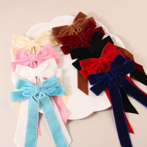 Winter two layer velvet bow duckbill hair clips for women