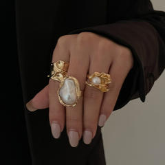 Chunky gold silver color alloy bigger stackable rings set