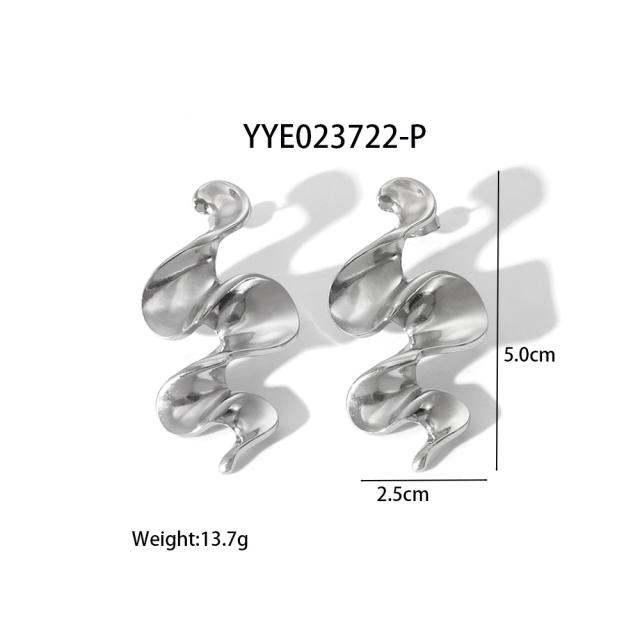 Titanium steel  irregular wave earrings