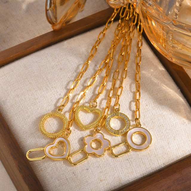 Simple Fashion Stainless Steel toggle bracelet Shell Flower Geometric Golden Bracelet