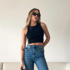New Plain color knitted tank top cropped tops for women