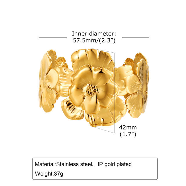 Fashion Stainless Steel Flower Element 18K Golden Ear Stud Earring