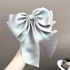Elegant plain color large size hair bows french barrette hair clips
