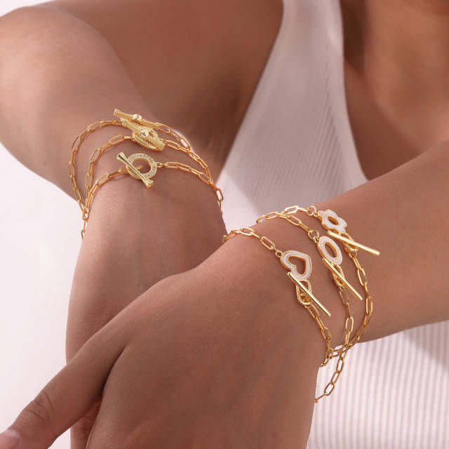 Simple Fashion Stainless Steel toggle bracelet Shell Flower Geometric Golden Bracelet