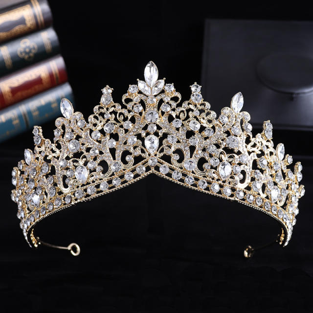 Delicate colorful rhinestone statement alloy hair crown wedding hair crown
