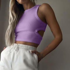 New Plain color knitted tank top cropped tops for women
