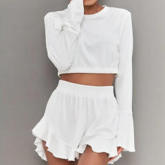 Fashion Comfortable Pajamas Outer Wear Long Sleeve Shorts suit Home Wear