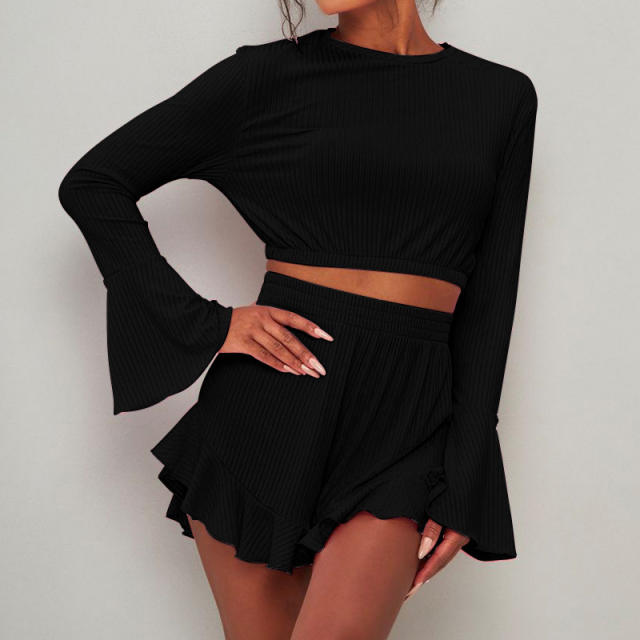 Fashion Comfortable Pajamas Outer Wear Long Sleeve Shorts suit Home Wear