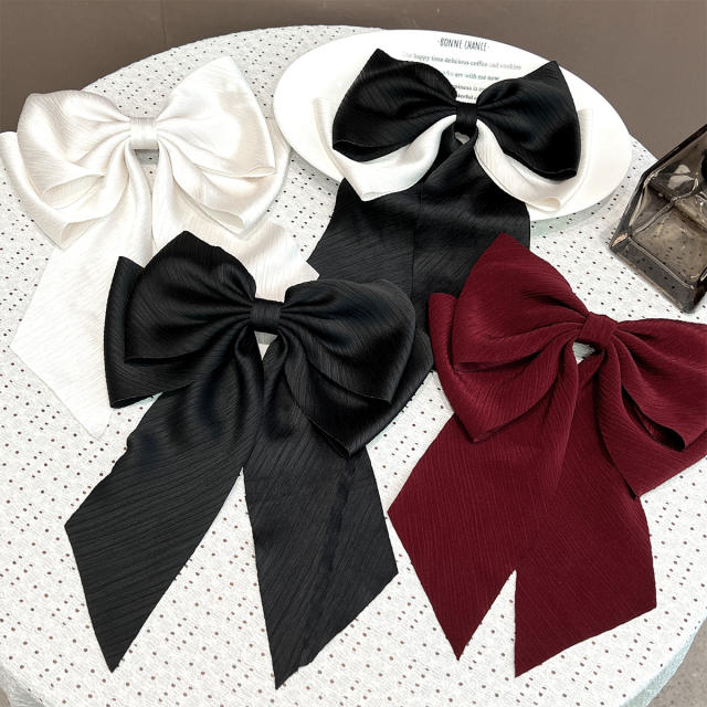 Elegant plain color large size hair bows french barrette hair clips