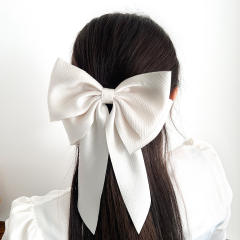 Elegant plain color large size hair bows french barrette hair clips