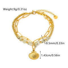 Beach trend colorful natural stone stainless steel chain bracelet