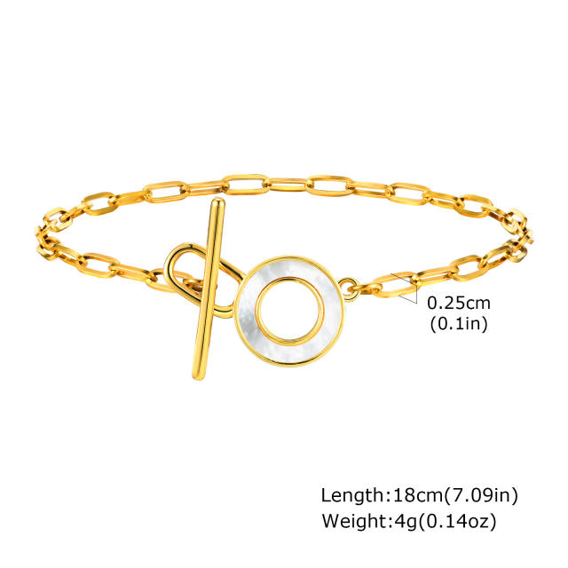 Simple Fashion Stainless Steel toggle bracelet Shell Flower Geometric Golden Bracelet