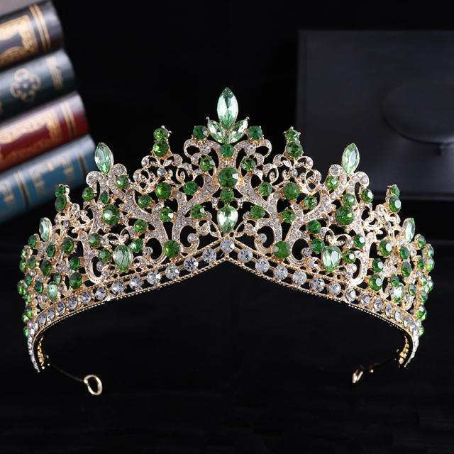 Delicate colorful rhinestone statement alloy hair crown wedding hair crown
