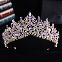 Delicate colorful rhinestone statement alloy hair crown wedding hair crown
