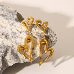 Fashion titanium steel hollow out heart dangle earrings