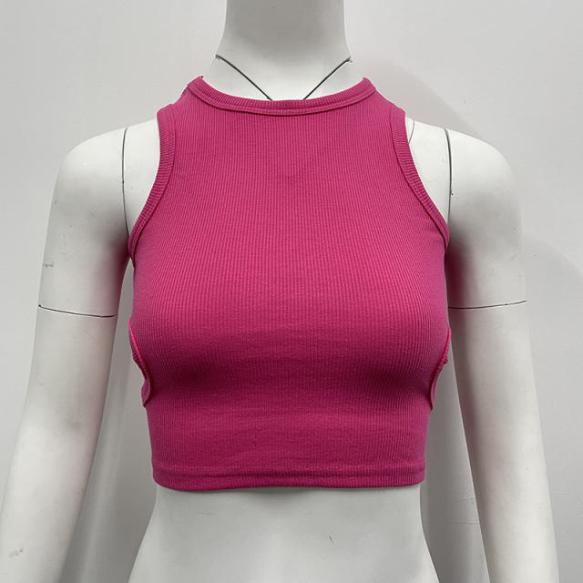 New Plain color knitted tank top cropped tops for women