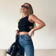 New Plain color knitted tank top cropped tops for women