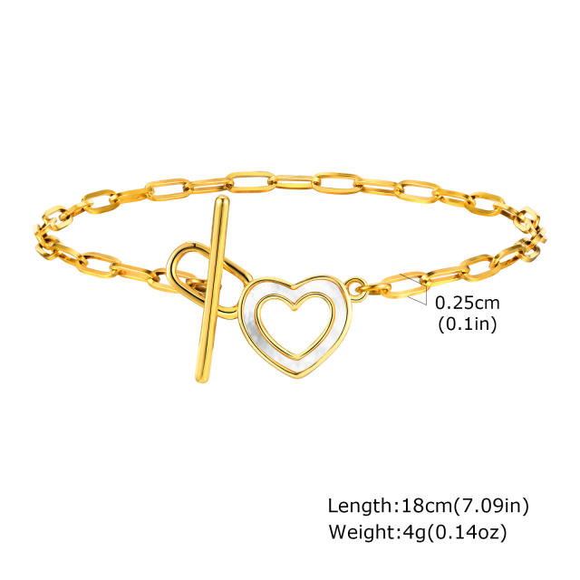 Simple Fashion Stainless Steel toggle bracelet Shell Flower Geometric Golden Bracelet