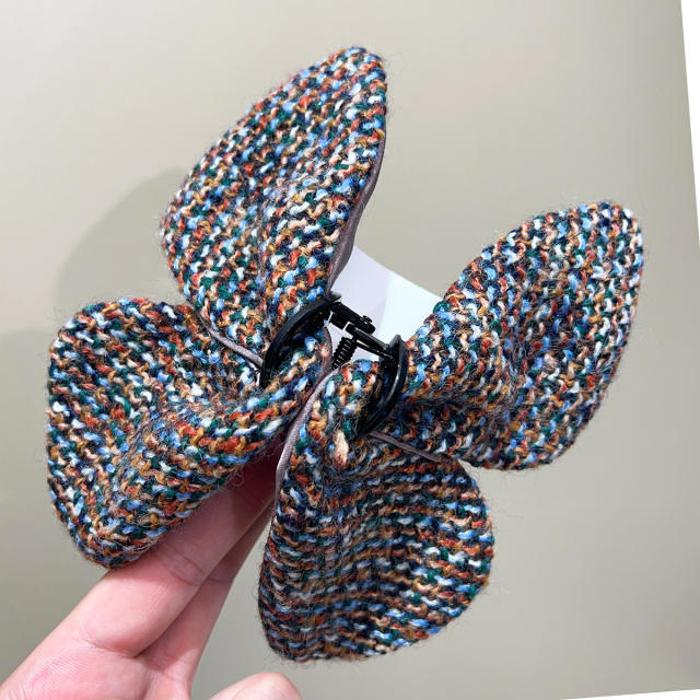 2024 Autumn Winter Maillard Color Coarse Wool BOW hair claw clips