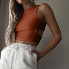 New Plain color knitted tank top cropped tops for women