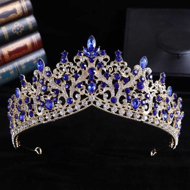 Delicate colorful rhinestone statement alloy hair crown wedding hair crown
