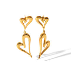 Fashion titanium steel hollow out heart dangle earrings