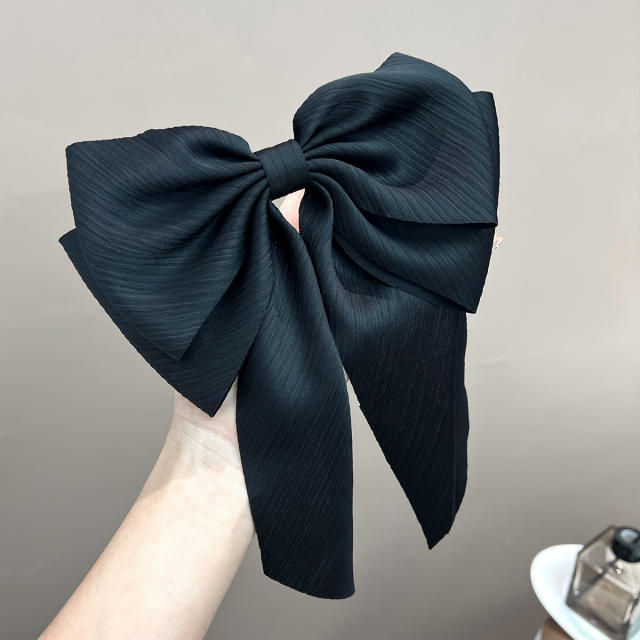 Elegant plain color large size hair bows french barrette hair clips