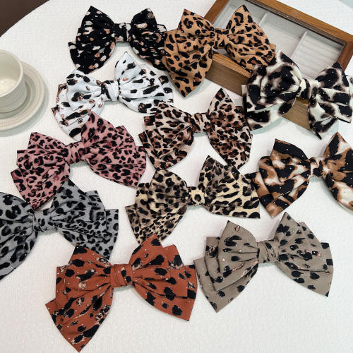 Popular leopard pattern bow french barrette hair clips