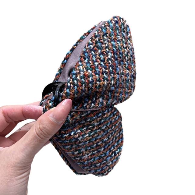 2024 Autumn Winter Maillard Color Coarse Wool BOW hair claw clips