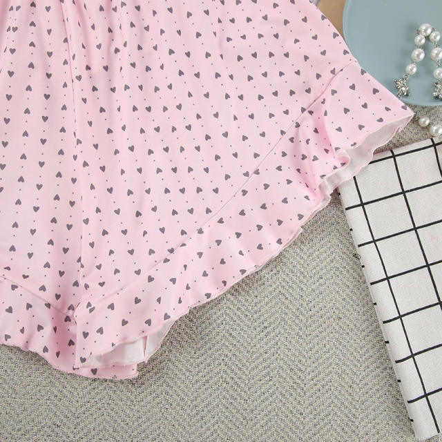 Summer Women's Casual Suit Lotus Leaf Sleeve polka dots pajamas