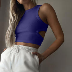 New Plain color knitted tank top cropped tops for women