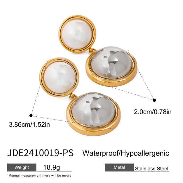 Elegant mix color geometric round shape stainless steel earrings