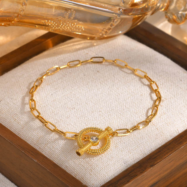 Simple Fashion Stainless Steel toggle bracelet Shell Flower Geometric Golden Bracelet