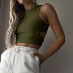 New Plain color knitted tank top cropped tops for women
