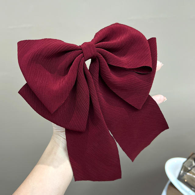 Elegant plain color large size hair bows french barrette hair clips