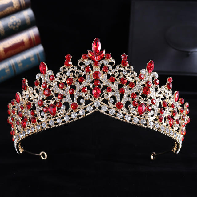 Delicate colorful rhinestone statement alloy hair crown wedding hair crown