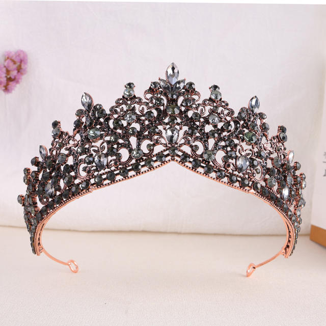 Delicate colorful rhinestone statement alloy hair crown wedding hair crown