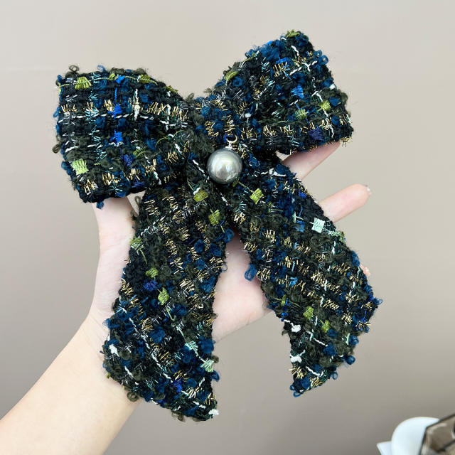 High-grade Korean Style Autumn Winter Tweed Sponge headband bow hair claw clips collection