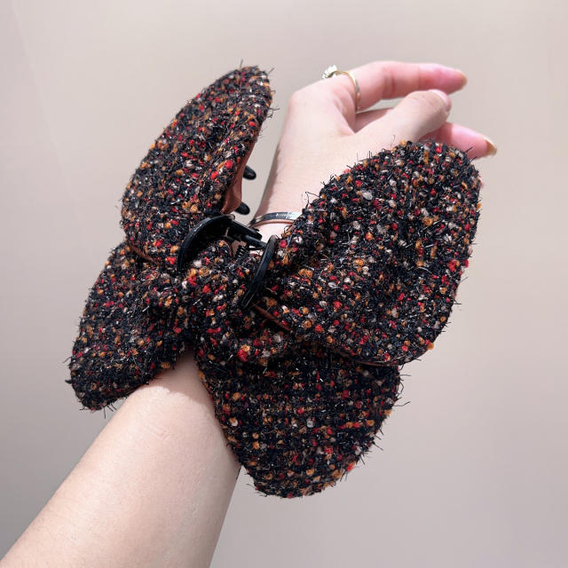 2024 Autumn Winter Maillard Color Coarse Wool BOW hair claw clips