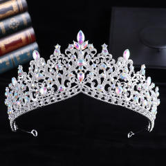 Delicate colorful rhinestone statement alloy hair crown wedding hair crown