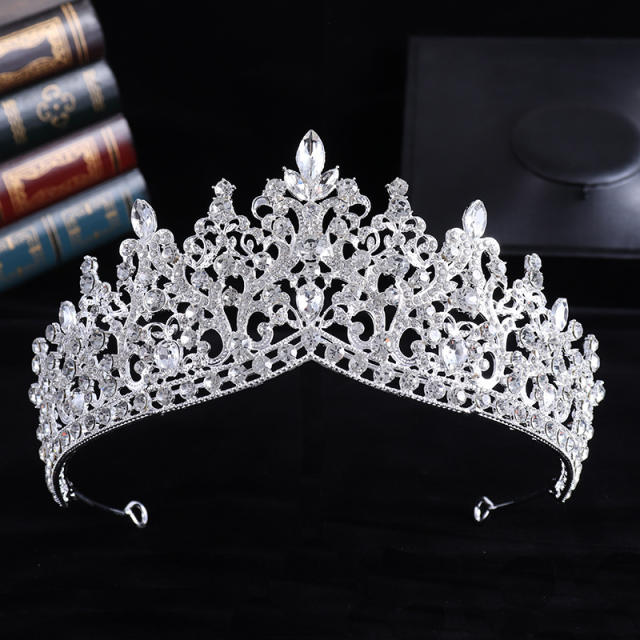 Delicate colorful rhinestone statement alloy hair crown wedding hair crown