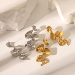 Titanium steel  irregular wave earrings