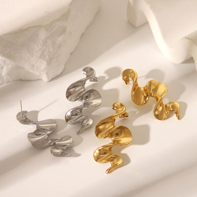 Titanium steel  irregular wave earrings