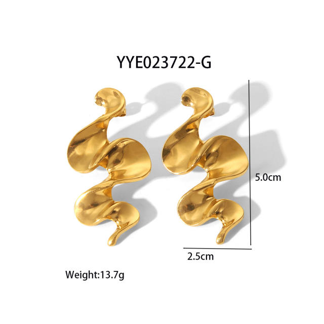 Titanium steel  irregular wave earrings
