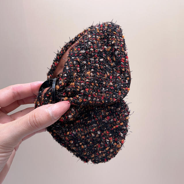 2024 Autumn Winter Maillard Color Coarse Wool BOW hair claw clips