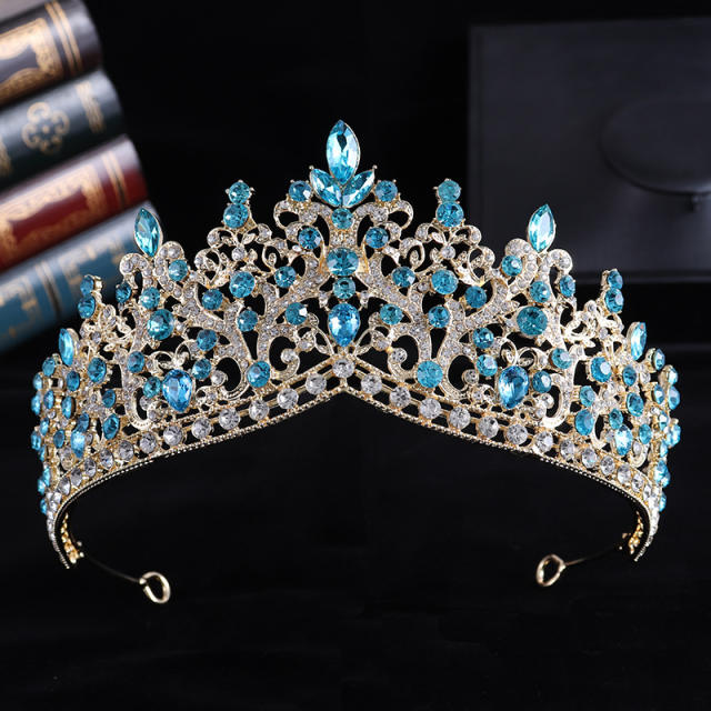 Delicate colorful rhinestone statement alloy hair crown wedding hair crown