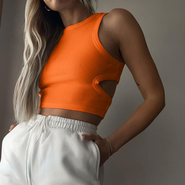 New Plain color knitted tank top cropped tops for women