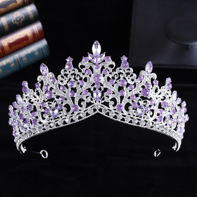 Delicate colorful rhinestone statement alloy hair crown wedding hair crown